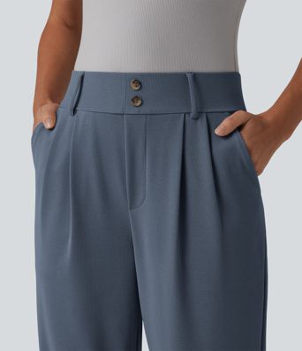Halara Flex™ High Waisted Tapered Waffle Work Trousers with Pockets Halara Flex™ High Waisted Tapered Waffle Work Trousers with Pockets