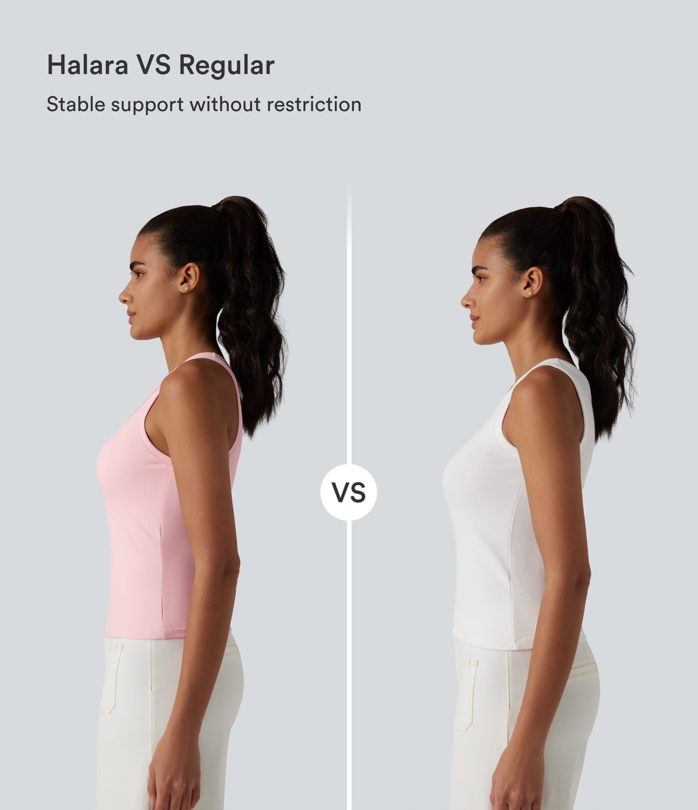 Ribbed Knit U Neck Built-in Bra Dance Tank Top B-E Cups