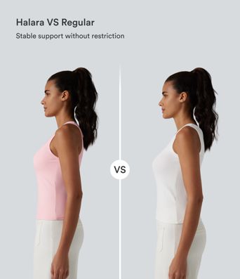 Ribbed Knit U Neck Built-in Bra Dance Tank Top B-E Cups
