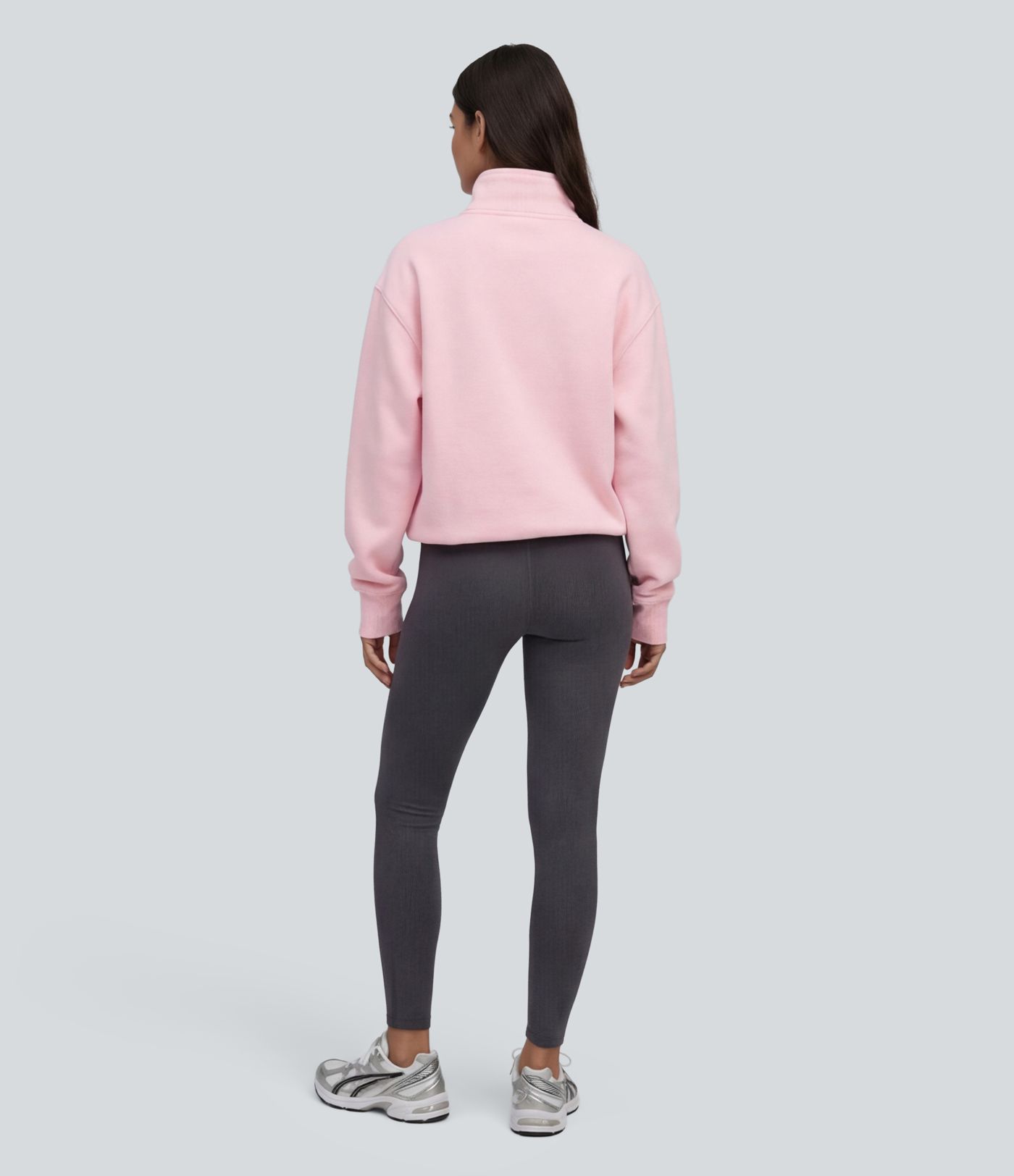Funnel Neck Half Zip Long Sleeve Casual Sweatshirt