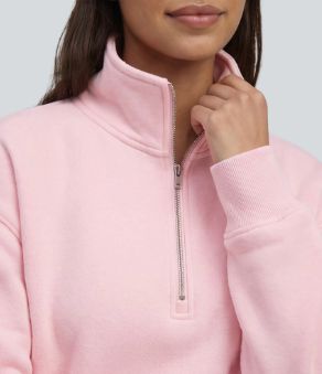 Funnel Neck Half Zip Long Sleeve Casual Sweatshirt