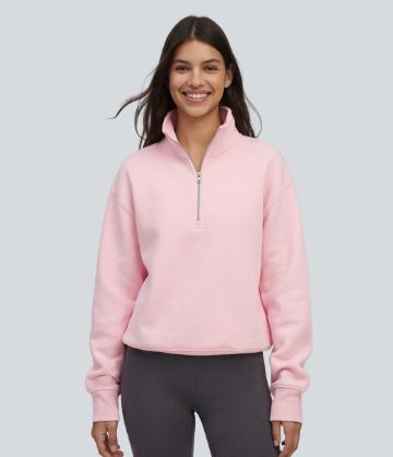 Funnel Neck Half Zip Long Sleeve Casual Sweatshirt