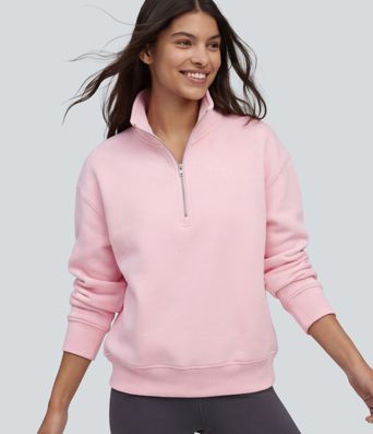 Funnel Neck Half Zip Long Sleeve Casual Sweatshirt