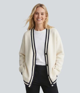Long Sleeve Color Block Casual Cardigan