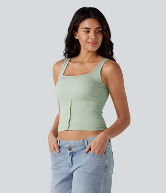 Square Neck Casual Tank Top