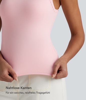 Tanktop aus geripptem Strick mit U-Ausschnitt und integriertem BH - B-E Cups Tanktop aus geripptem Strick mit U-Ausschnitt und integriertem BH - B-E Cups