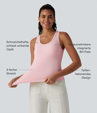 Tanktop aus geripptem Strick mit U-Ausschnitt und integriertem BH - B-E Cups Tanktop aus geripptem Strick mit U-Ausschnitt und integriertem BH - B-E Cups