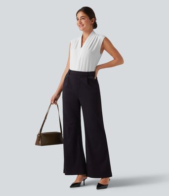 V Neck Sleeveless Work Bodysuit