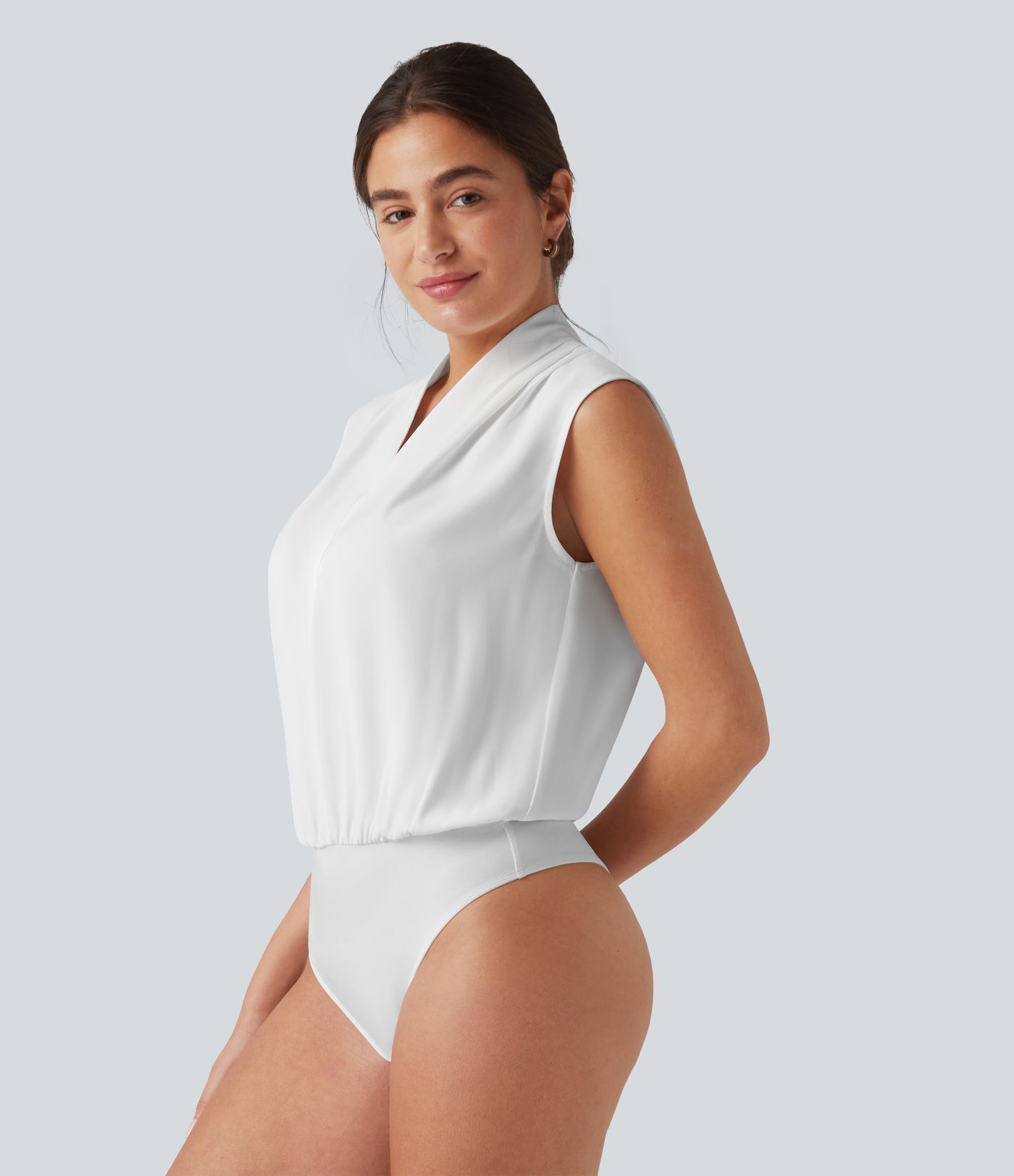 V Neck Sleeveless Work Bodysuit