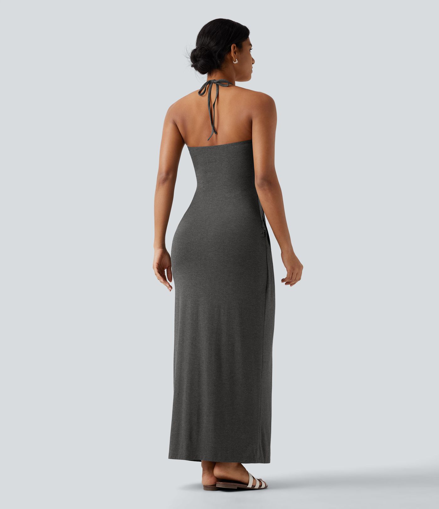 Halter Tie Back Maxi Dress with Pockets