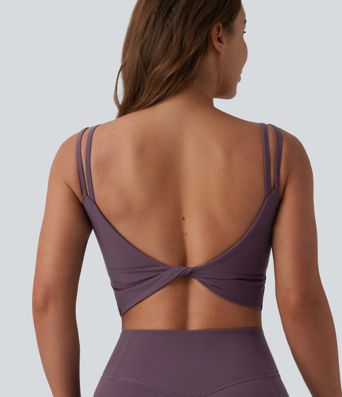 Halara UltraSculpt™ Double Straps Twisted Backless Cropped Built-in Bra Yoga Tank Top DD-F Cups