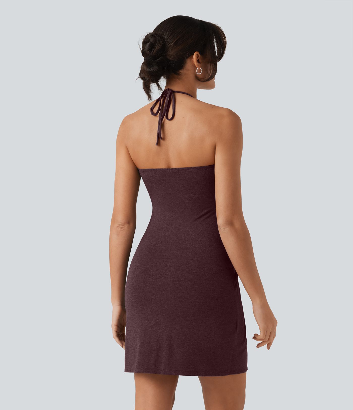 Halter Tie Back Mini Resort Dress with Pockets