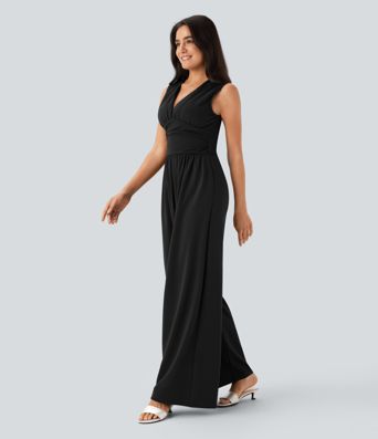 Combinaison froncée col V sans manches avec poches - Easy Peasy