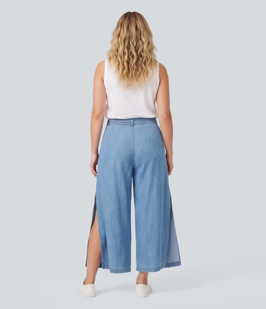 Mid Rise Drawstring Baggy Casual Jeans with Pockets
