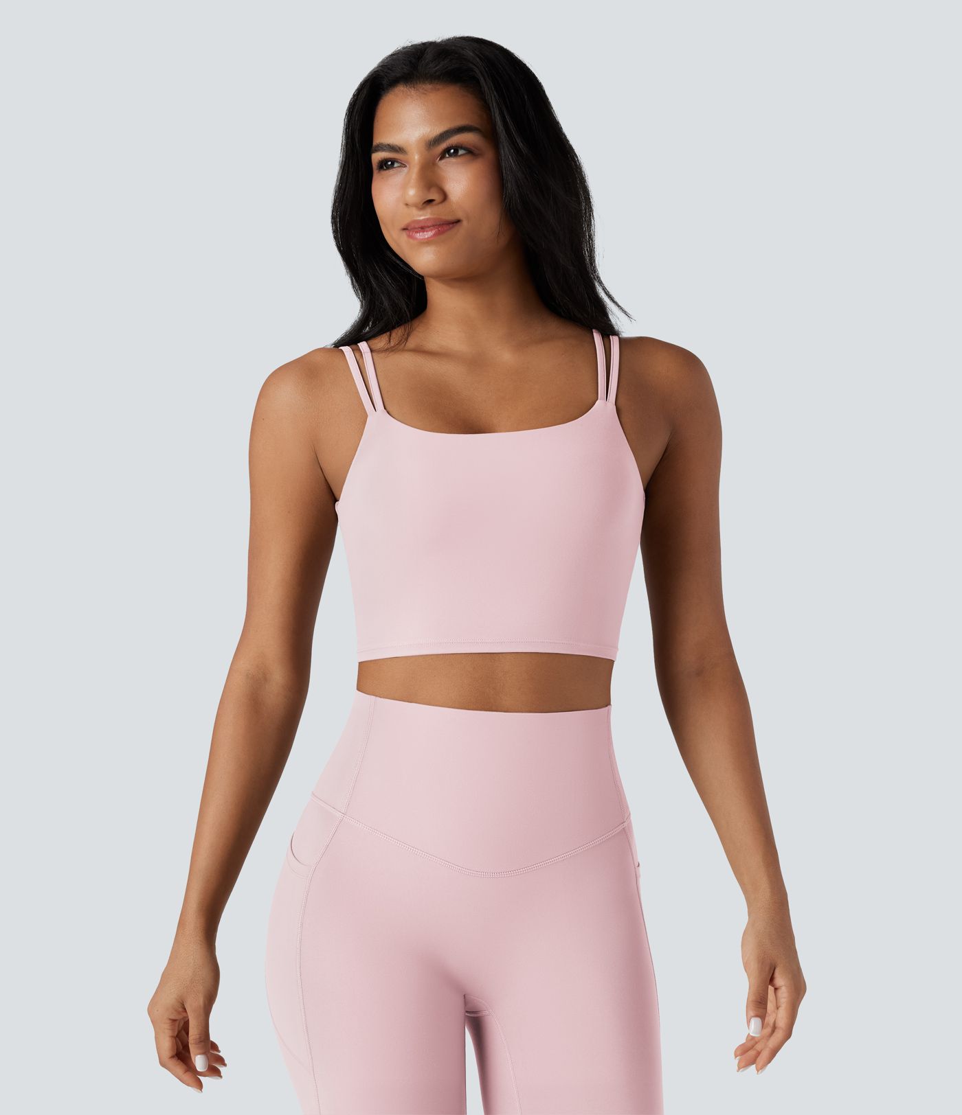 Halara UltraSculpt™ Yoga-Tanktop mit doppelten Trägern und gedrehtem Rücken