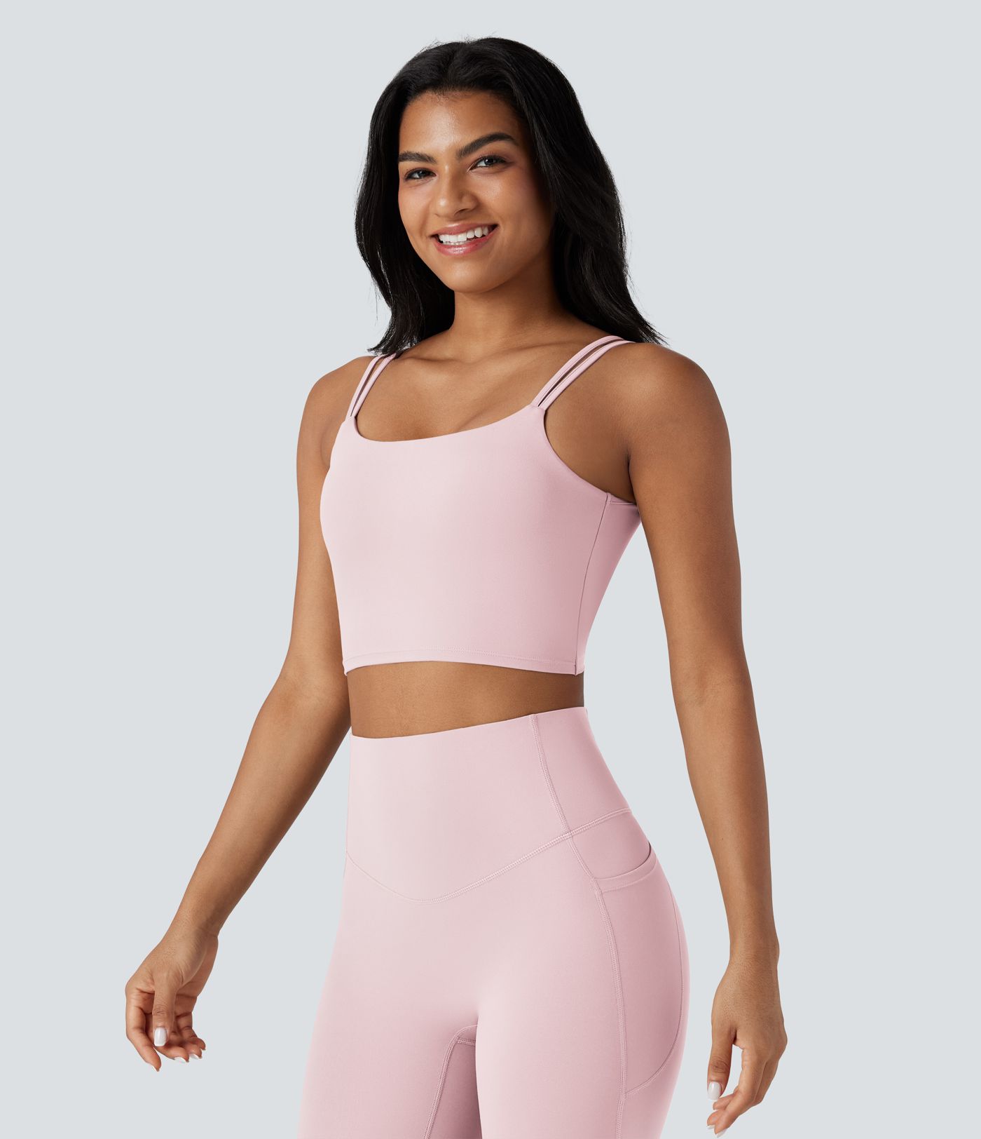 Halara UltraSculpt™ Yoga-Tanktop mit doppelten Trägern und gedrehtem Rücken
