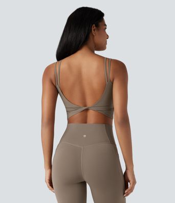 Halara UltraSculpt™ Double Straps Twisted Backless Cropped Yoga Tank Top