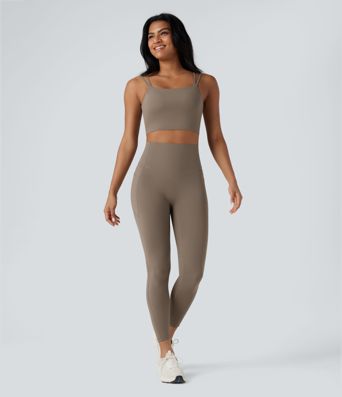 Halara UltraSculpt™ Double Straps Twisted Backless Cropped Yoga Tank Top