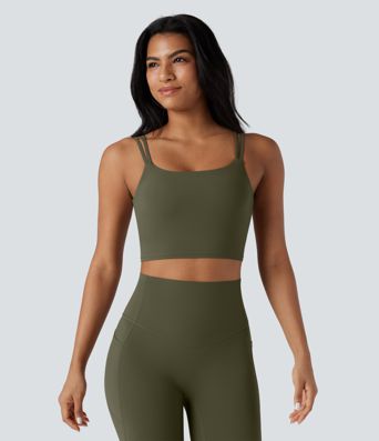Halara UltraSculpt™ Débardeur court de yoga à bretelles doubles, dos nu torsadé