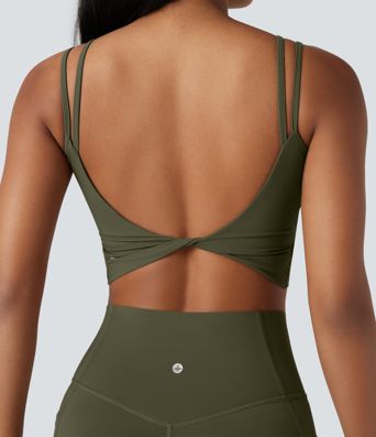 Halara UltraSculpt™ Débardeur court de yoga à bretelles doubles, dos nu torsadé