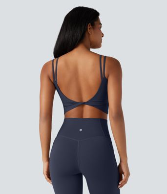 Halara UltraSculpt™ Double Straps Twisted Backless Cropped Yoga Tank Top