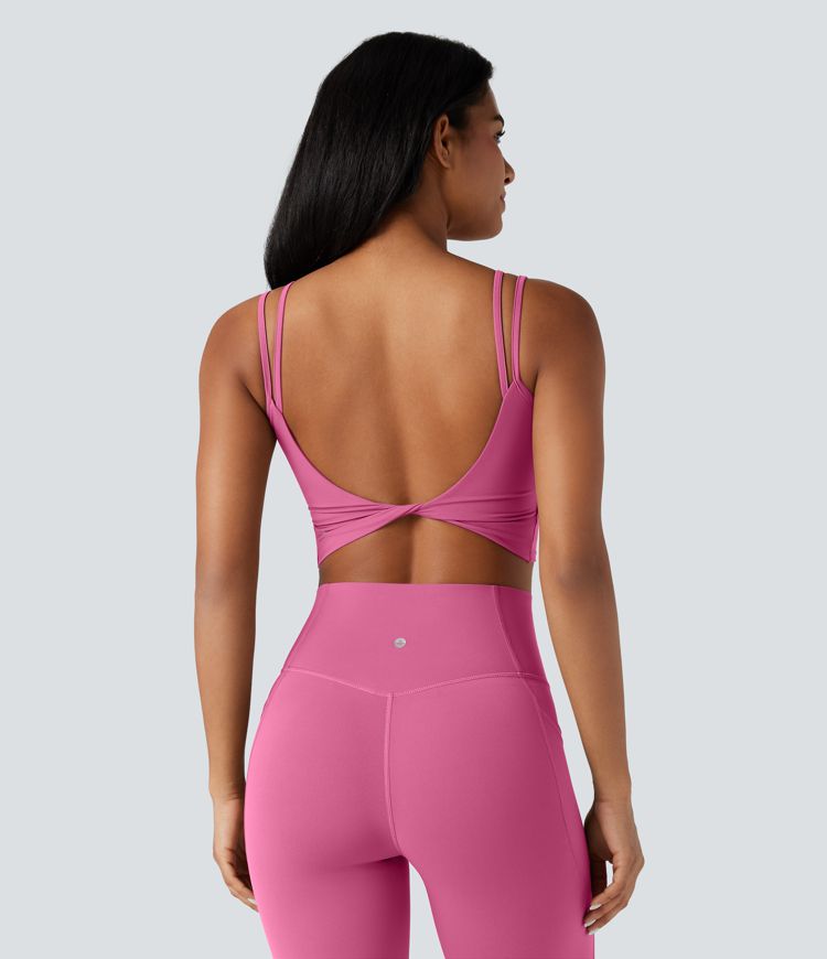 Halara UltraSculpt™ Double Straps Twisted Backless Cropped Yoga Tank Top
