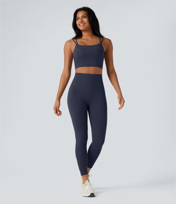 Halara UltraSculpt™ Double Straps Twisted Backless Cropped Yoga Tank Top