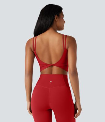 Halara UltraSculpt™ Double Straps Twisted Backless Cropped Yoga Tank Top Halara UltraSculpt™ Double Straps Twisted Backless Cropped Yoga Tank Top