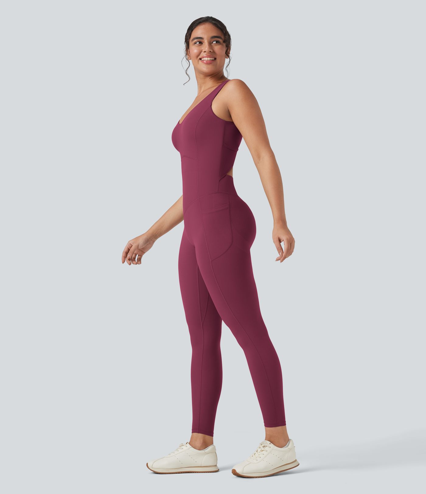 Halara UltraSculpt™ V Neck Tummy Control Butt Lifting Workout Jumpsuit with Pockets Halara UltraSculpt™ V Neck Tummy Control Butt Lifting Workout Jumpsuit with Pockets