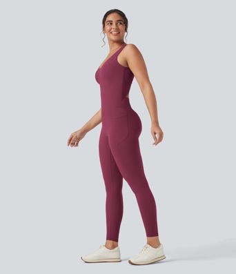 Halara UltraSculpt™ V Neck Tummy Control Butt Lifting Workout Jumpsuit with Pockets Halara UltraSculpt™ V Neck Tummy Control Butt Lifting Workout Jumpsuit with Pockets