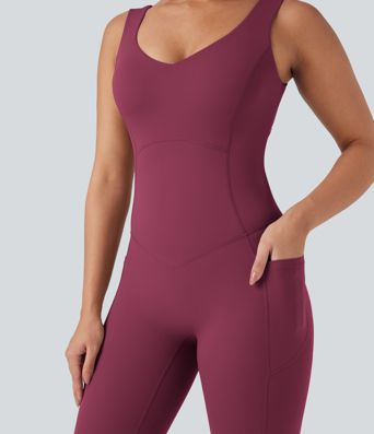 Halara UltraSculpt™ V Neck Tummy Control Butt Lifting Workout Jumpsuit with Pockets Halara UltraSculpt™ V Neck Tummy Control Butt Lifting Workout Jumpsuit with Pockets