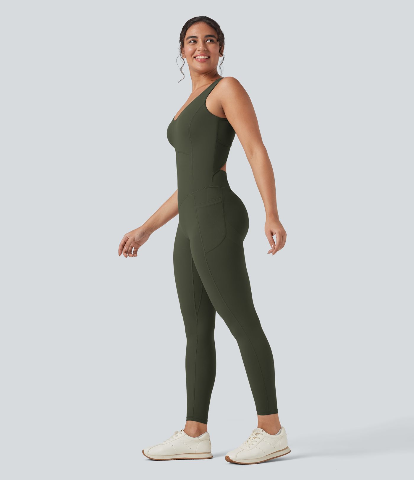 Halara UltraSculpt™ V Neck Tummy Control Butt Lifting Workout Jumpsuit with Pockets Halara UltraSculpt™ V Neck Tummy Control Butt Lifting Workout Jumpsuit with Pockets
