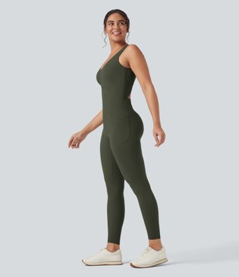 Halara UltraSculpt™ V Neck Tummy Control Butt Lifting Workout Jumpsuit with Pockets Halara UltraSculpt™ V Neck Tummy Control Butt Lifting Workout Jumpsuit with Pockets