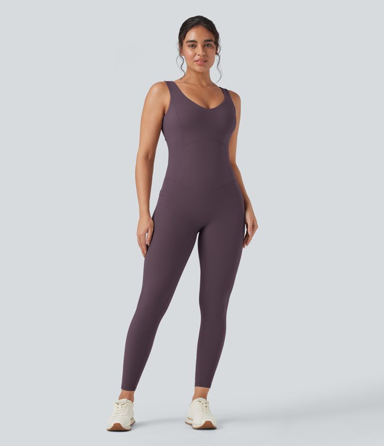 Halara UltraSculpt™ V Neck Tummy Control Butt Lifting Workout Jumpsuit with Pockets Halara UltraSculpt™ V Neck Tummy Control Butt Lifting Workout Jumpsuit with Pockets