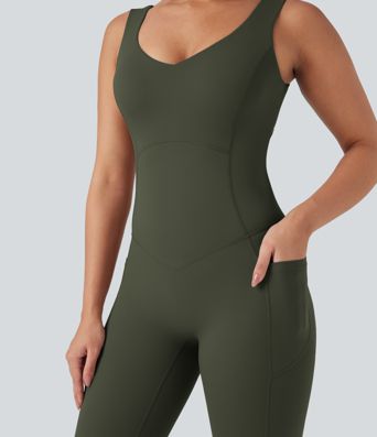 Halara UltraSculpt™ V Neck Tummy Control Butt Lifting Workout Jumpsuit with Pockets Halara UltraSculpt™ V Neck Tummy Control Butt Lifting Workout Jumpsuit with Pockets