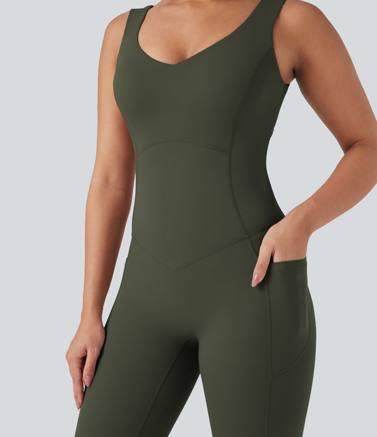Halara UltraSculpt™ V Neck Tummy Control Butt Lifting Workout Jumpsuit with Pockets Halara UltraSculpt™ V Neck Tummy Control Butt Lifting Workout Jumpsuit with Pockets