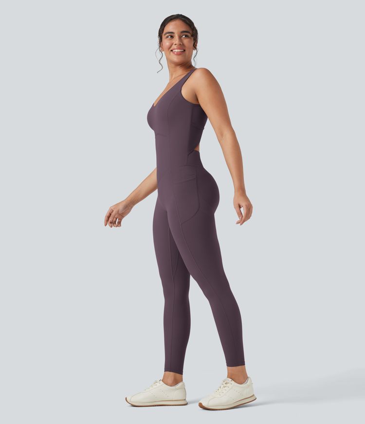 Halara UltraSculpt™ V Neck Tummy Control Butt Lifting Workout Jumpsuit with Pockets Halara UltraSculpt™ V Neck Tummy Control Butt Lifting Workout Jumpsuit with Pockets