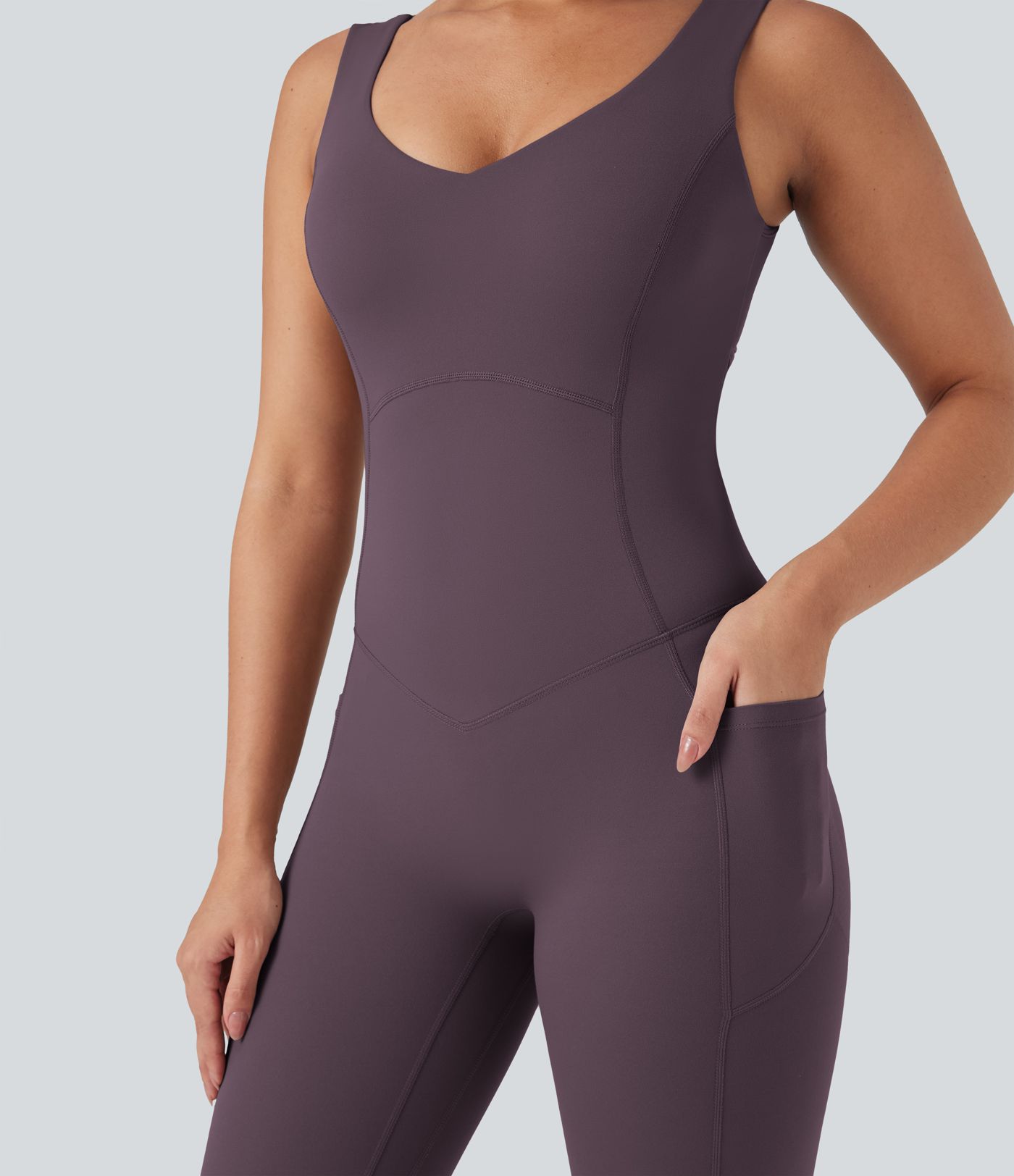 Halara UltraSculpt™ V Neck Tummy Control Butt Lifting Workout Jumpsuit with Pockets Halara UltraSculpt™ V Neck Tummy Control Butt Lifting Workout Jumpsuit with Pockets
