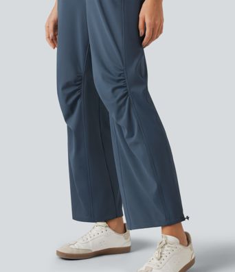 U-neck Sleeveless Drawstring Ruched Casual Jumpsuit with Pockets U-neck Sleeveless Drawstring Ruched Casual Jumpsuit with Pockets