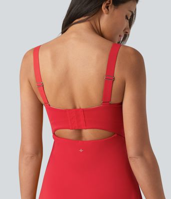 SoftlyZero™ Plush Push-Up Twisted Adjustable Straps Non-Removable Pad Dance Active Dress with Pockets-Easy Peezy