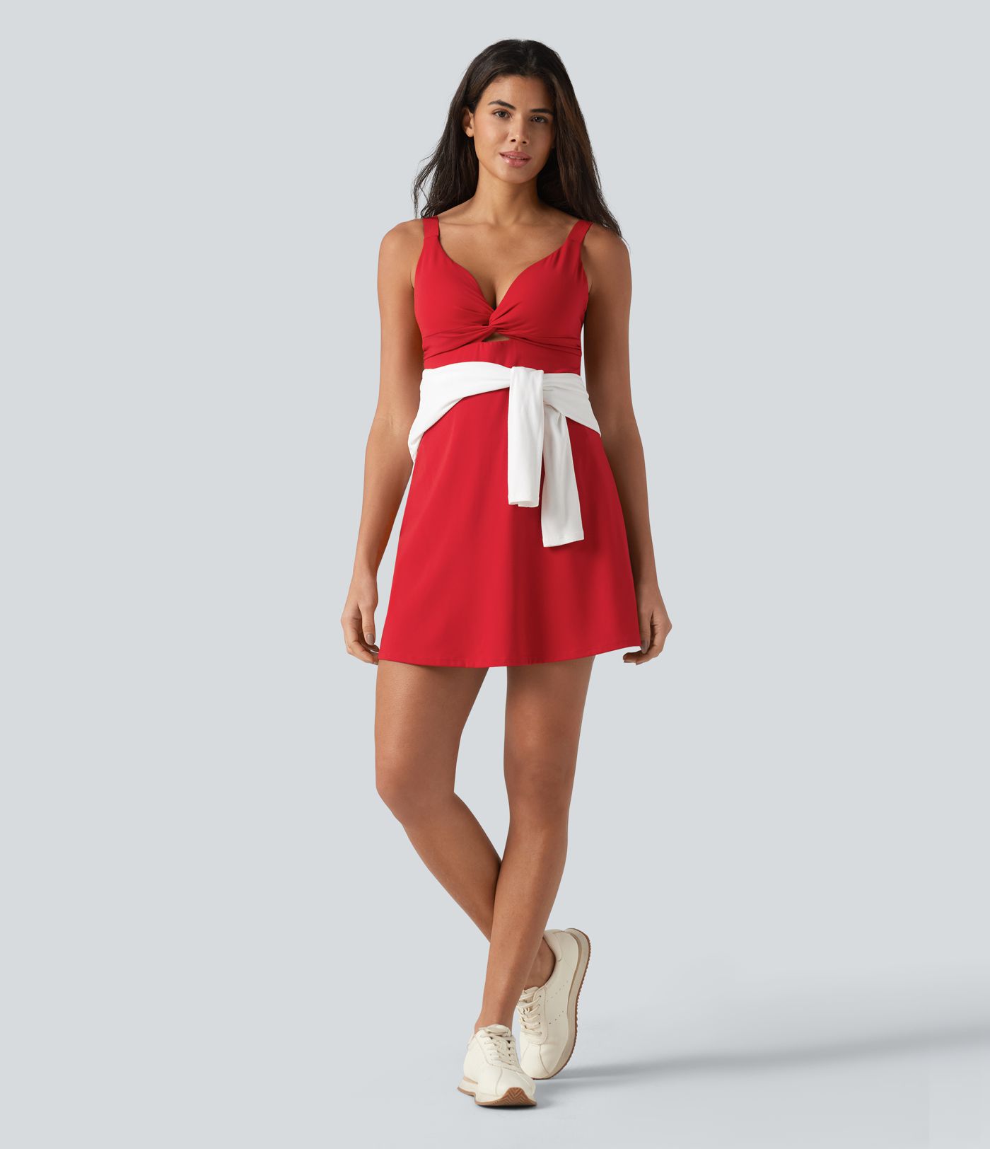 SoftlyZero™ Plush Push-Up Twisted Adjustable Straps Non-Removable Pad Dance Active Dress with Pockets-Easy Peezy