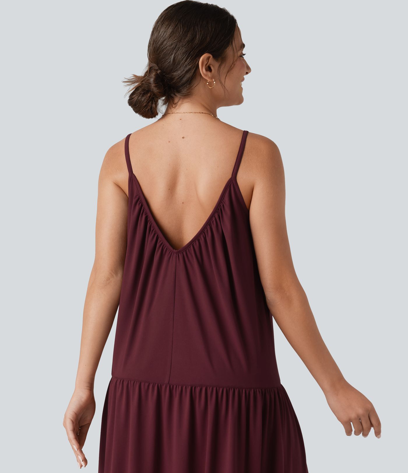 V-neck Split Hem Maxi Flowy Resort Slip Dress