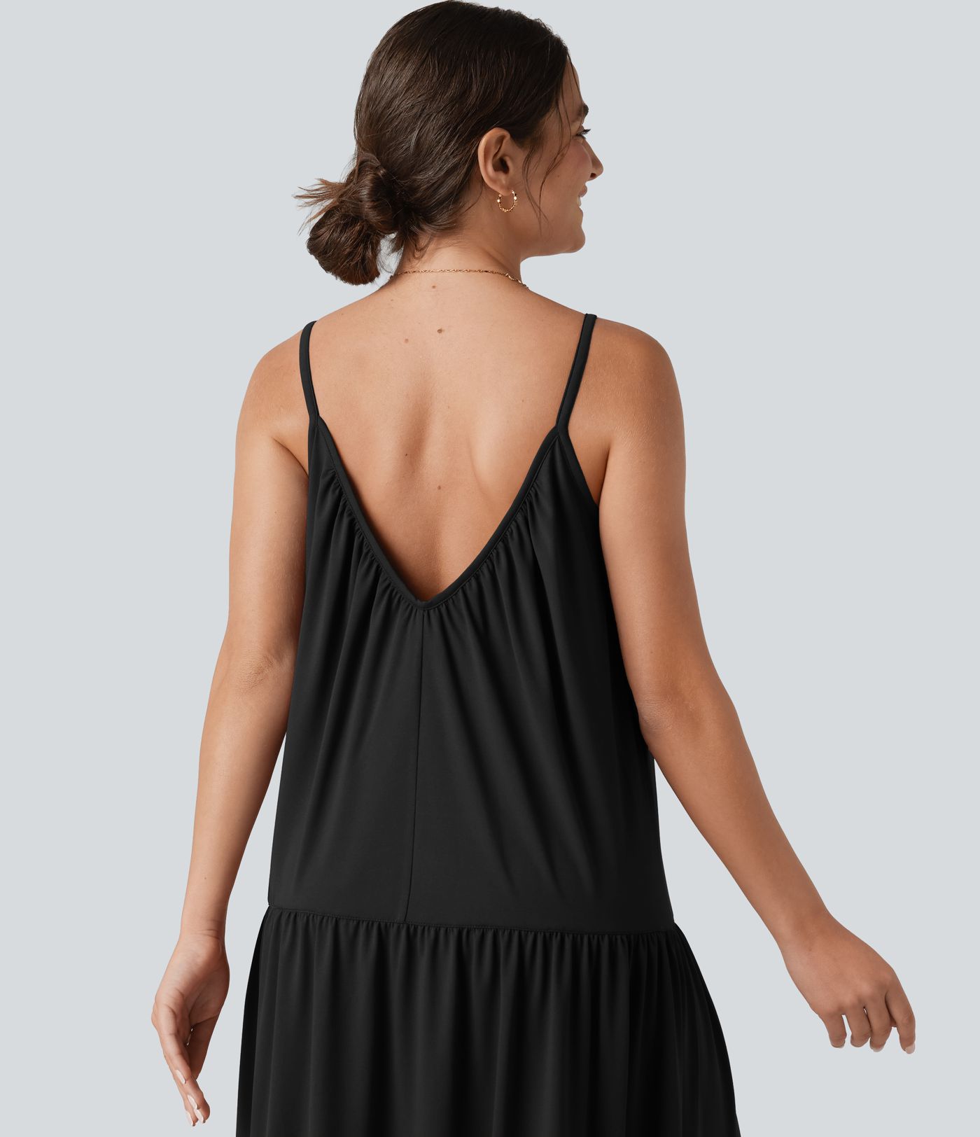 V-neck Split Hem Maxi Flowy Resort Slip Dress