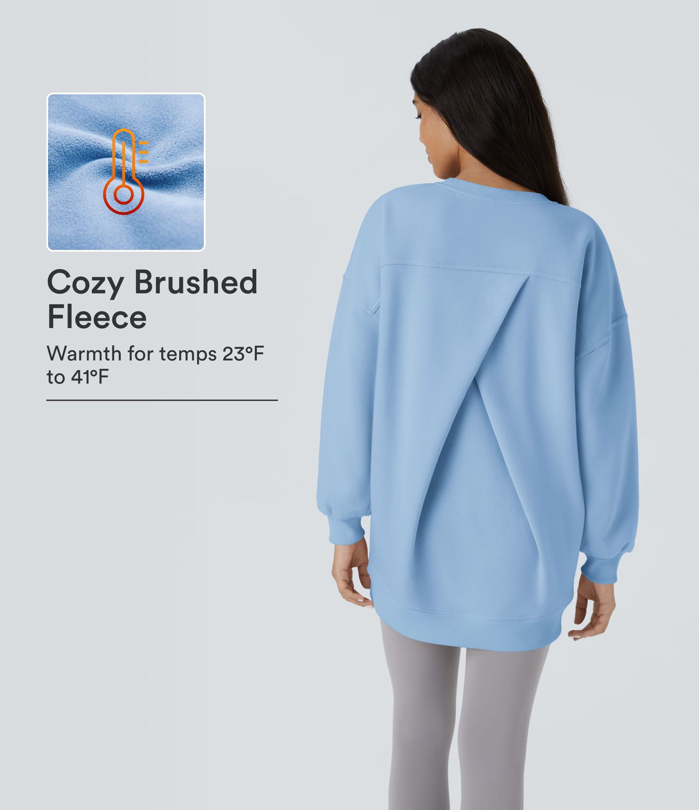 Sweat oversize en molleton, col rond, manches longues et poche — style casual. Sweat oversize en molleton, col rond, manches longues et poche — style casual.