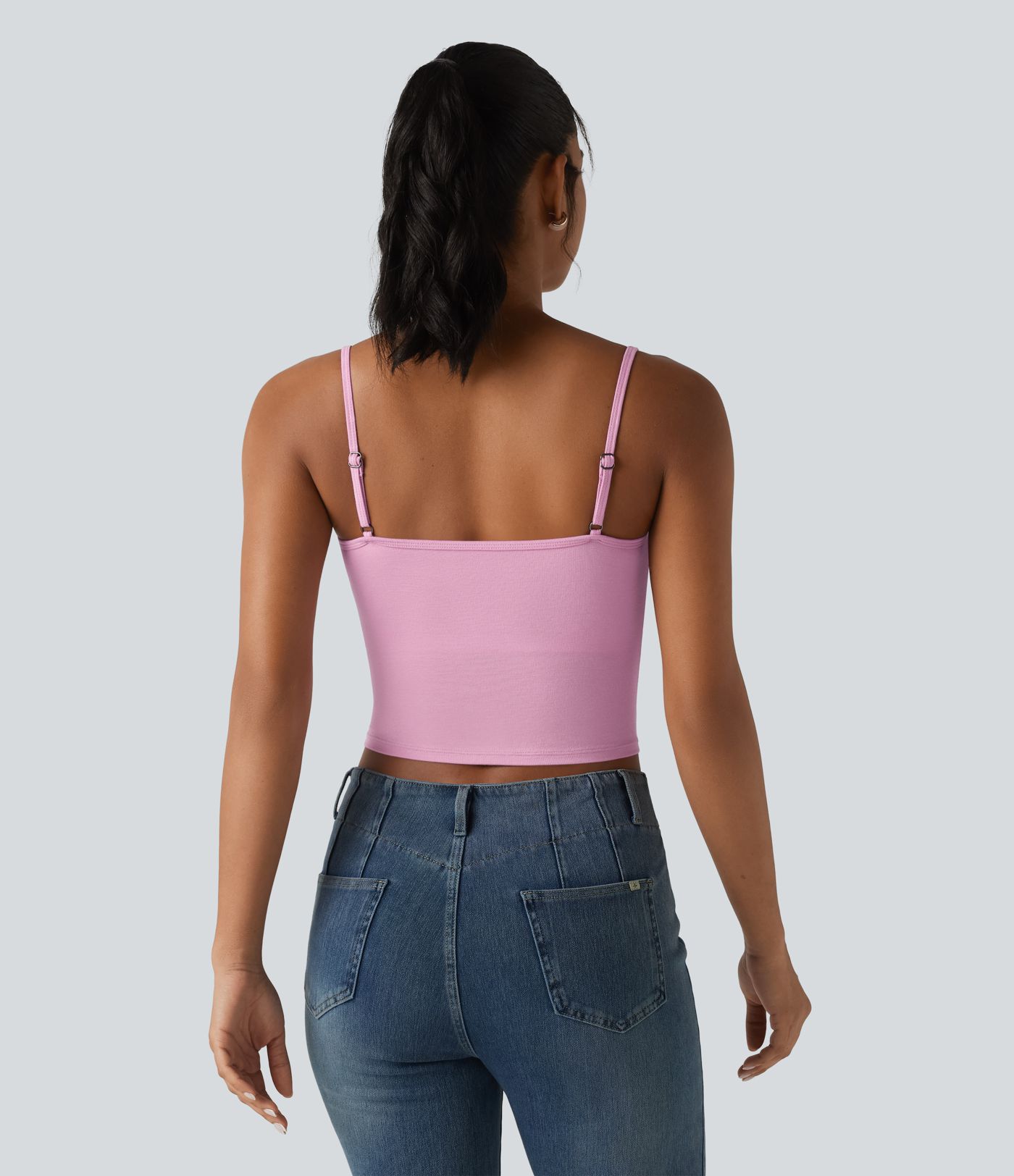 Ribbed Knit Cowl Neck Adjustable Straps Built-in Bra Casual Tank Top Ribbed Knit Cowl Neck Adjustable Straps Built-in Bra Casual Tank Top