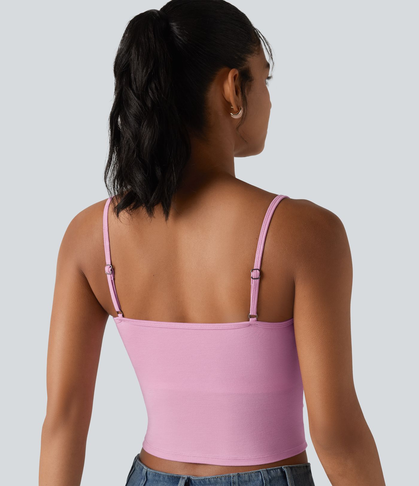 Ribbed Knit Cowl Neck Adjustable Straps Built-in Bra Casual Tank Top Ribbed Knit Cowl Neck Adjustable Straps Built-in Bra Casual Tank Top