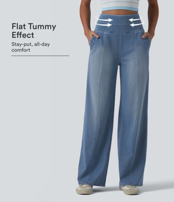 Halara Flex™ vaqueros holgados informales de talle alto con control abdominal y bolsillos