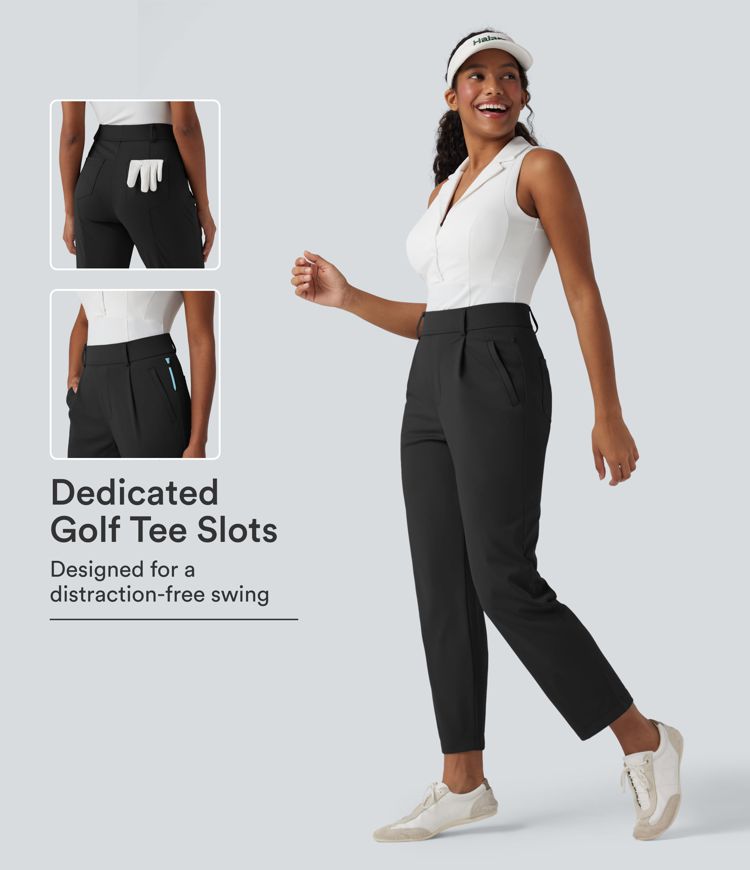High Waisted Quick Dry Golf Pants with Pockets-Golf Tee-UPF40+