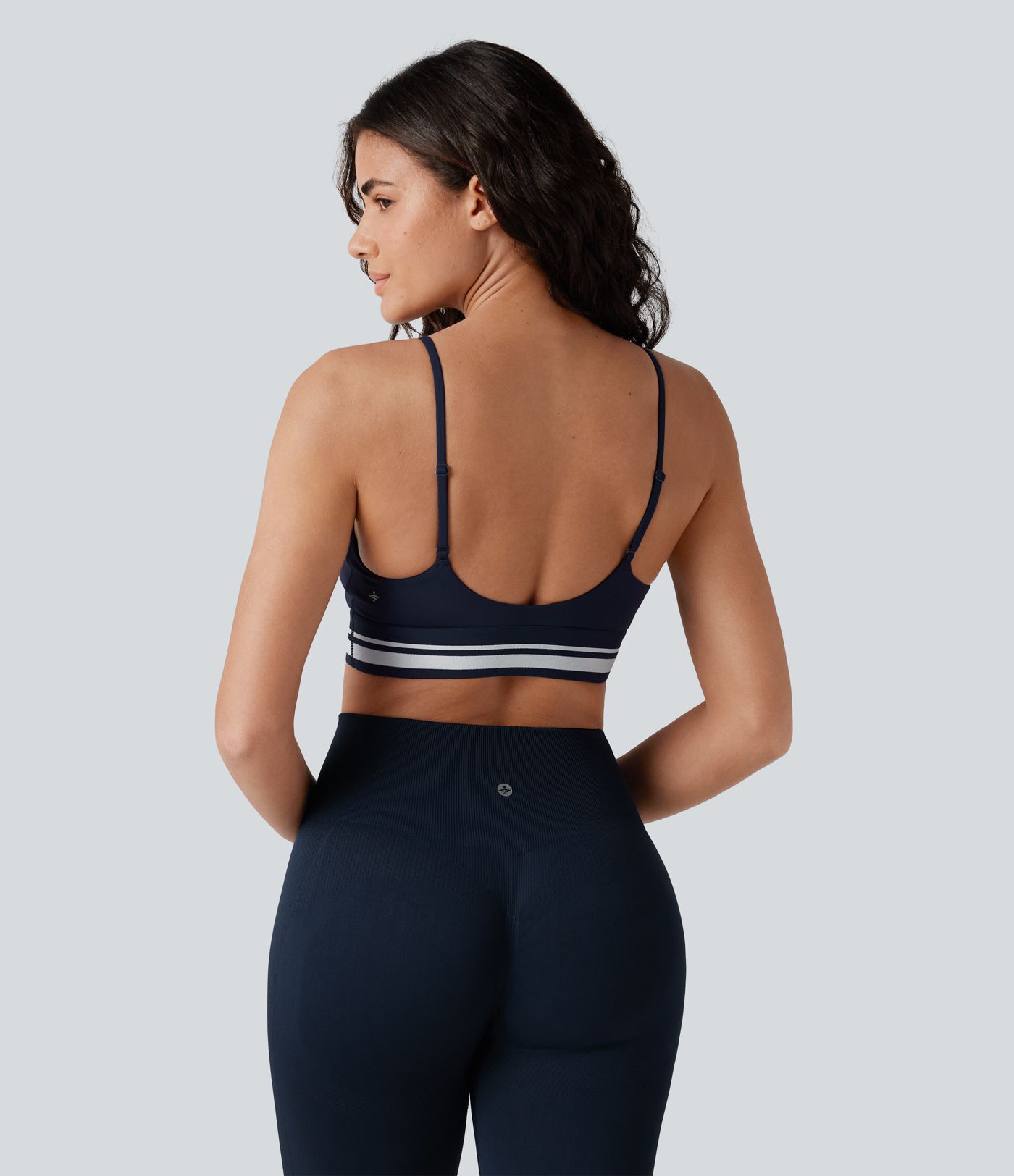 SoftlyZero™ Plush Light Support Crisscross Backless Color Block Stripes Built-in Bra Workout Sports Bra