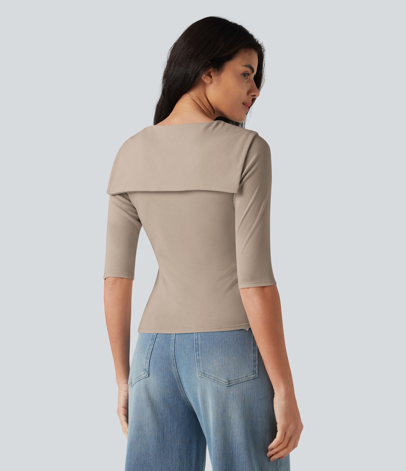 V-neck Tie Half Sleeve 2-in-1 Lyocell Casual Top